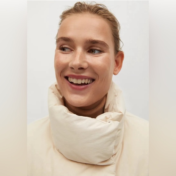 Mango beige puffer jacket faux leather size XS NWT - Picture 4 of 10